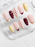 Burgundy Polka Dot French Press-On Nails