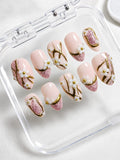 Blush & Golden Petals Press-on Nails